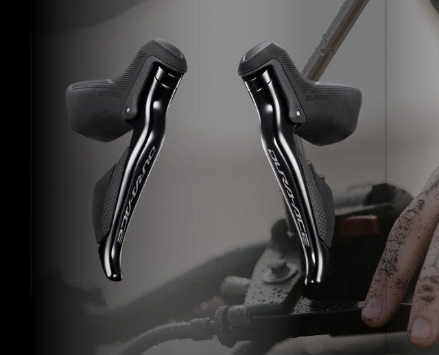 Shimano STI hydraulic brake lever with adjustable reach and integrated hood for drop-bar road bikes