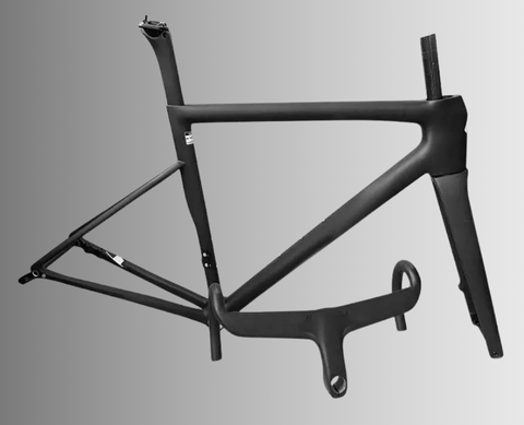 Unidirectional carbon road frame with integrated seat clamp, BB386EVO bottom bracket, and hidden cable routing