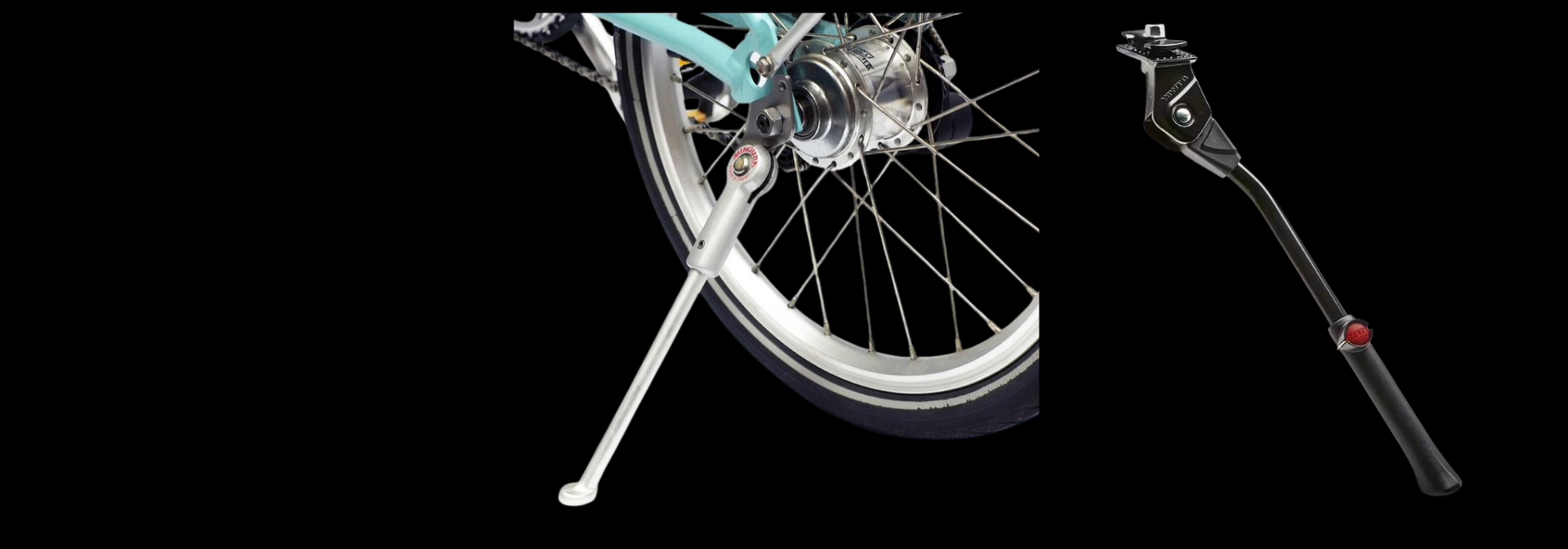 Bolt-on kickstand mount at chainstay dropout with tension spring mechanism for automatic retraction