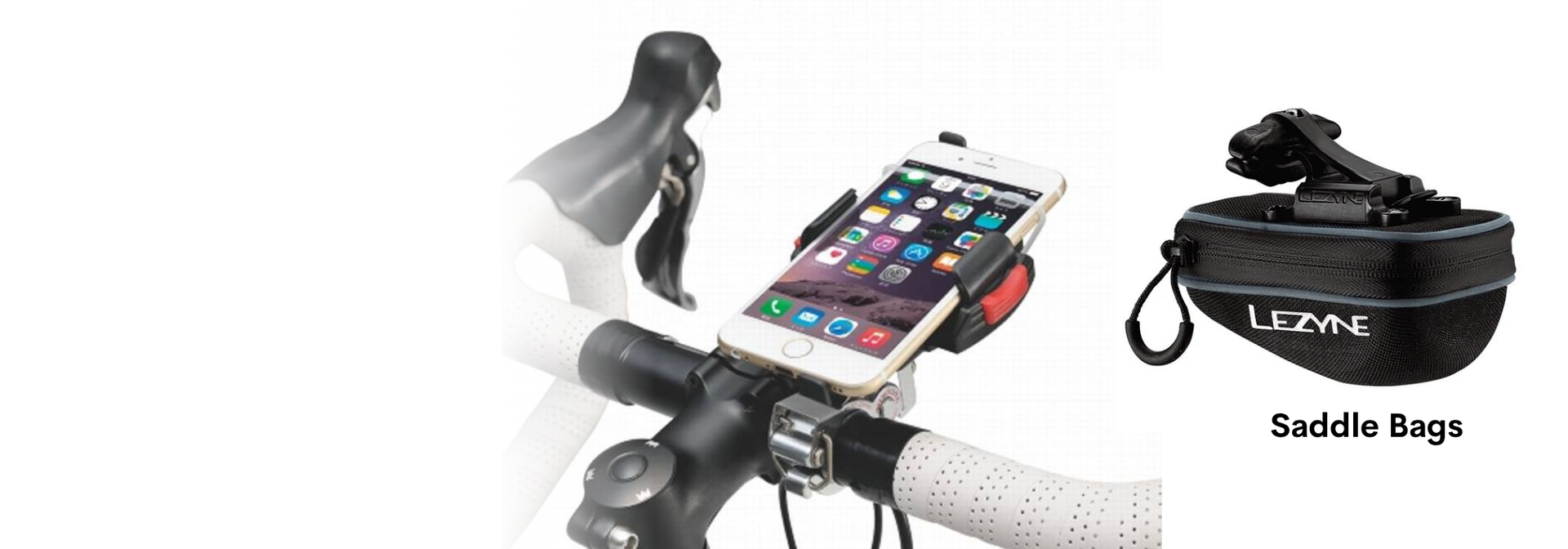 Waterproof handlebar bag with roll-top closure and clear phone window for navigation on gravel adventures