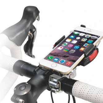 Waterproof handlebar bag with roll-top closure and clear phone window for navigation on gravel adventures