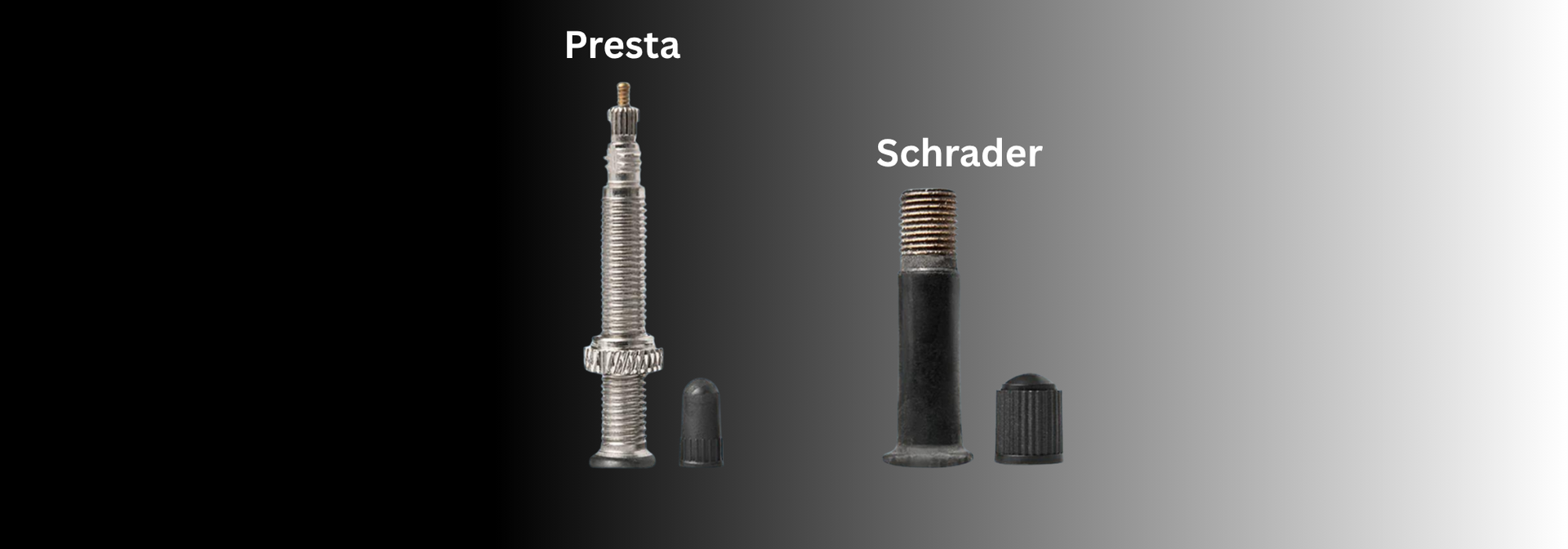 Aluminum alloy valve cap with rubber seal protecting tubeless Presta valves from dust and moisture