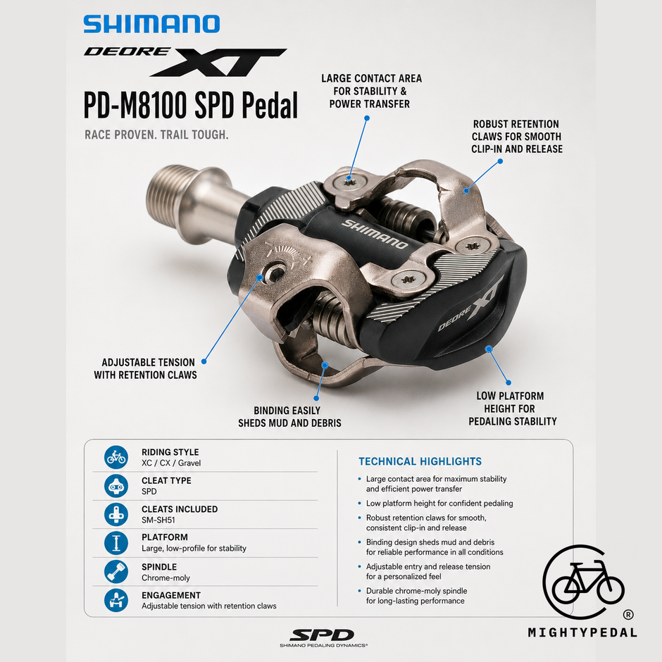 Shimano Clipless Pedal,PD-M8100, DEORE XT, SPD (SM-SH51)