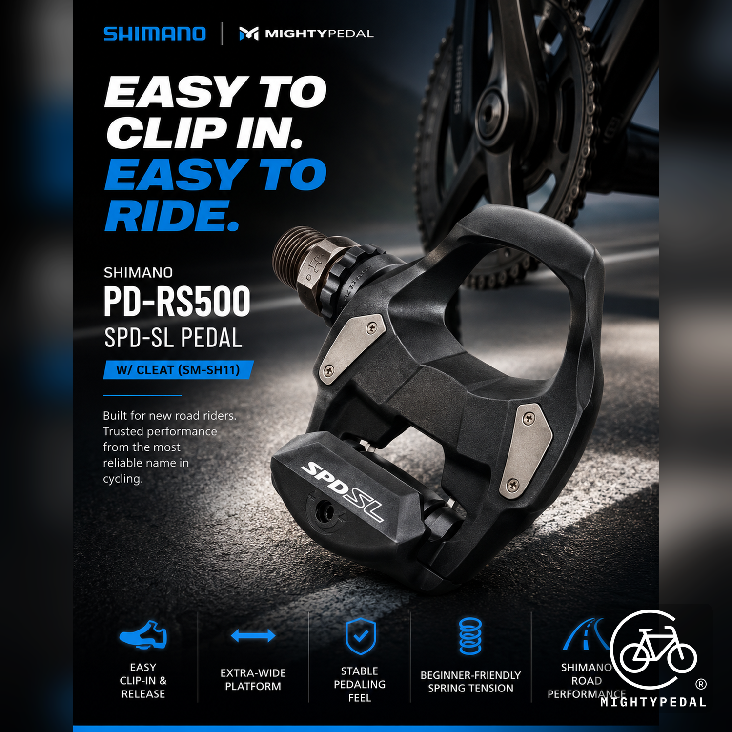 Shimano Clipless Pedal, PD-RS500, SPD-SL, (SM-SH11)