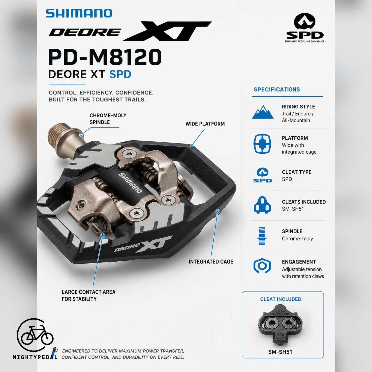 Shimano Clipless Pedal, PD-M8120, DEORE XT, SPD(SM-SH51)