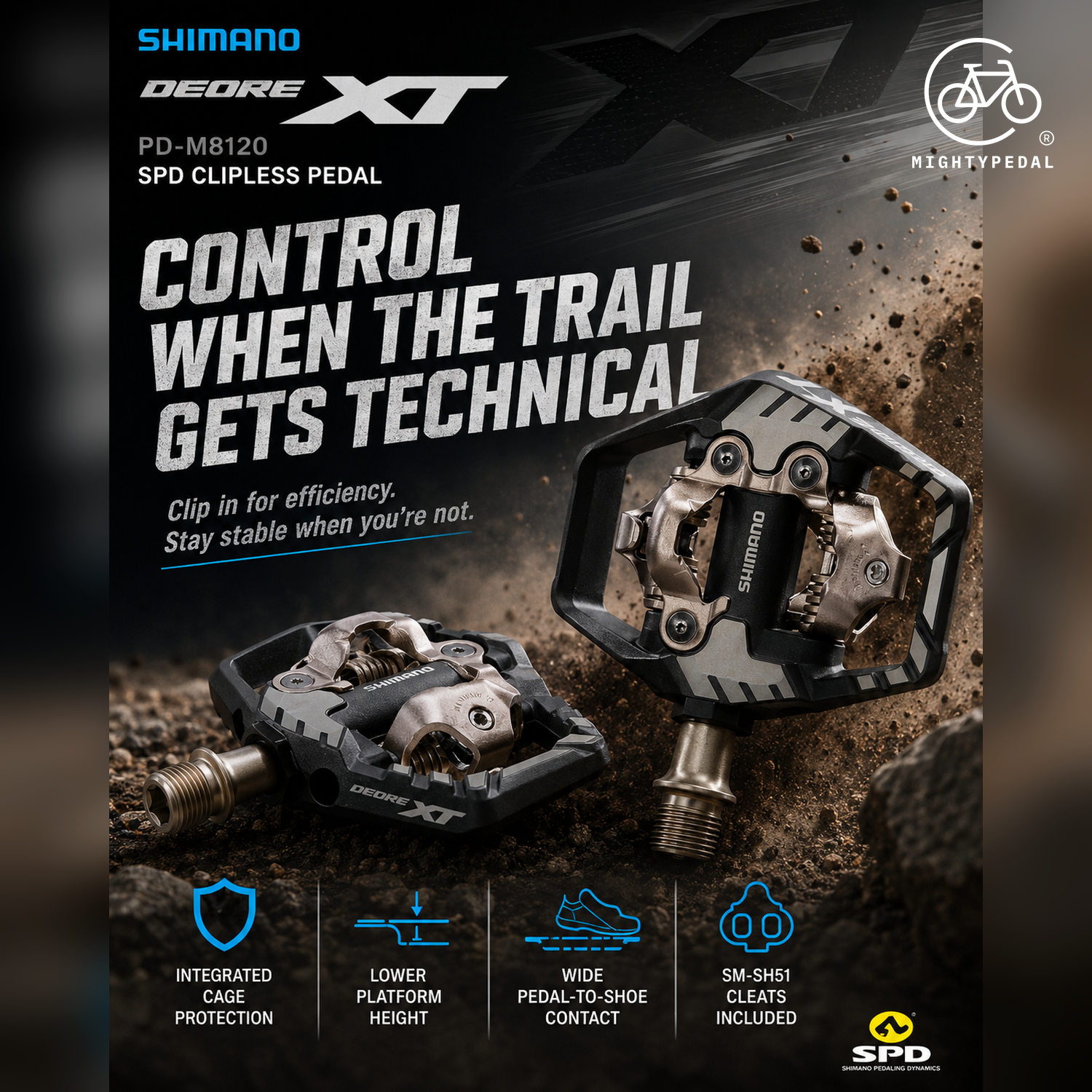 Shimano Clipless Pedal, PD-M8120, DEORE XT, SPD(SM-SH51)