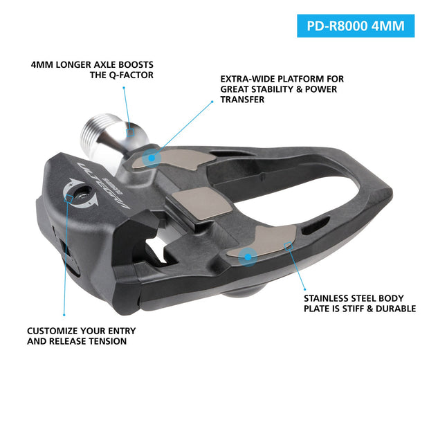 Shimano Clipless Pedal, Ultegra PD-R8000, SH-11 Cleat, +4mm longer Axle