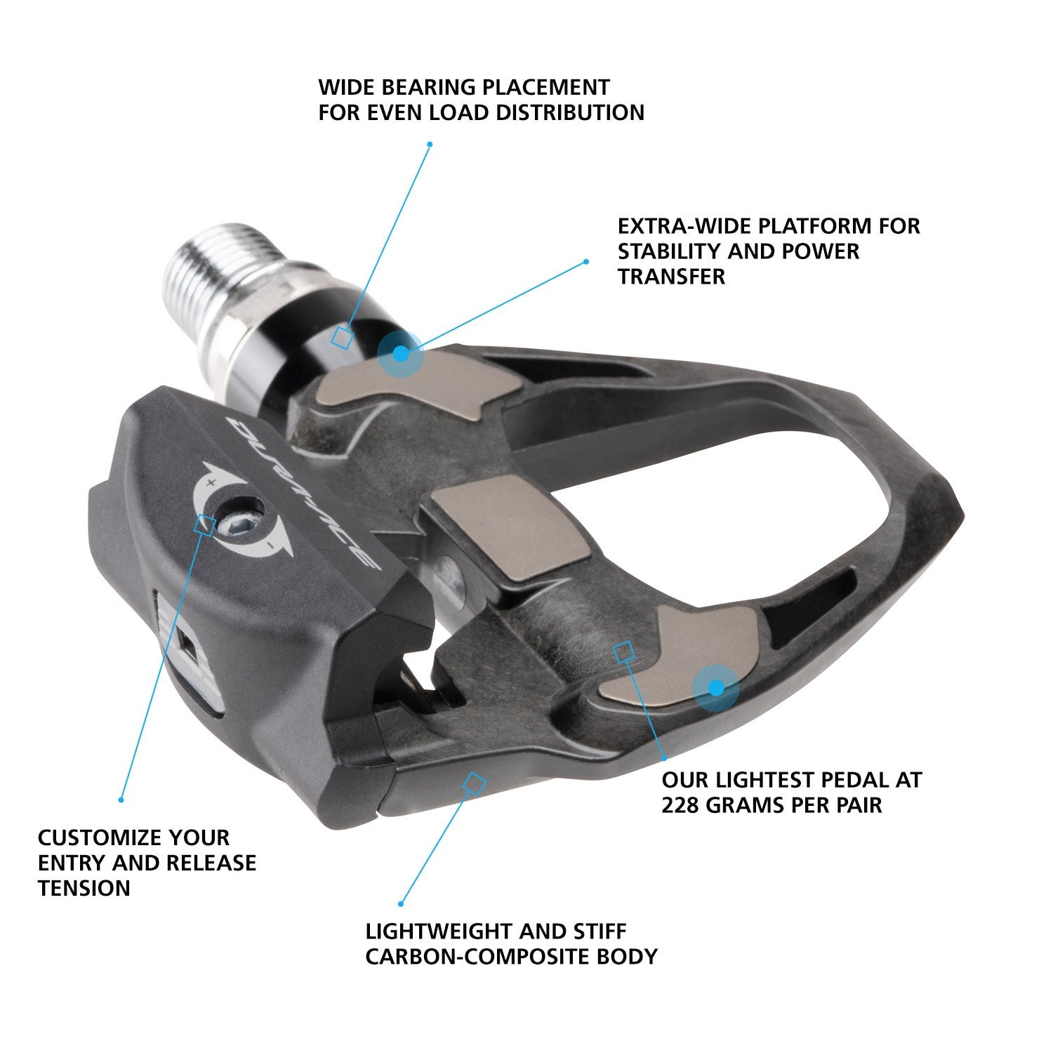 Shimano Clipless Pedal, Dura-Ace PD-R9100, SH-12 Cleat, +4mm longer Axle