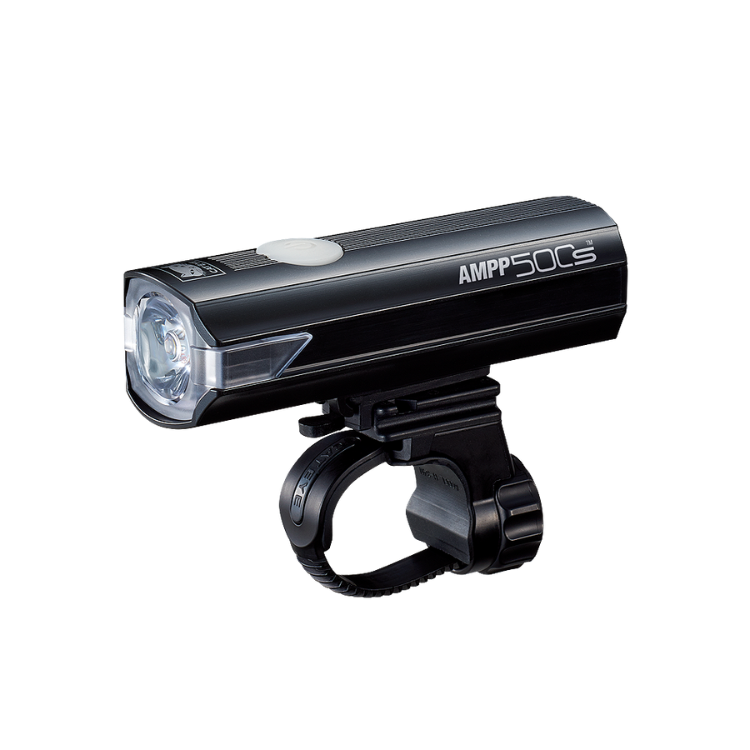 The AMPP500s bike light offers superior LED brightness for optimal safety on night rides, mounted securely on the bike handlebar.