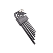 Set of ball-end hex key wrenches in a compact holder for multiple sizes.