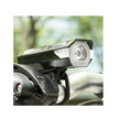 Close-up of Cateye AMPP 100 headlight mounted on a bike's handlebar, featuring its bright LED for enhanced visibility during cycling.