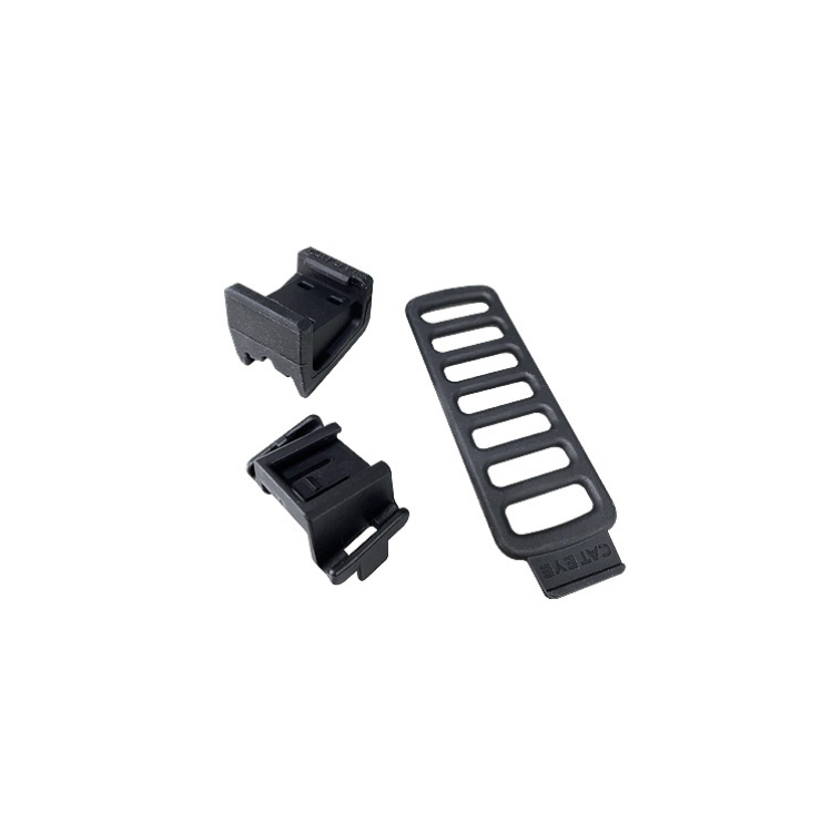 Cateye mounting kit for securing the rear light to the bike, including clips and a strap for easy installation.
