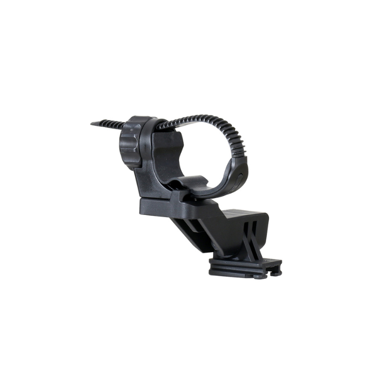 Cateye universal mount for bike lights, designed to securely hold lights on bike handlebars or seat posts, featuring an adjustable clamp for easy installation and stability during rides.
