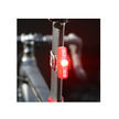 Cateye VIZ 150 rear light mounted on a bicycle seat post, emitting bright red light for increased safety and visibility during cycling at night.