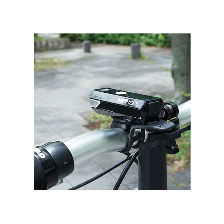 Cateye AMPP 100 front bike light with a user-friendly power button, perfect for cyclists on the go.