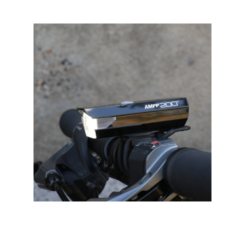 Cateye AMPP 200 front bike light with easy handlebar mounting, ensuring secure and bright cycling illumination.