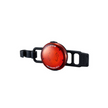 Red Cateye rear bicycle light with seat post mounting strap, providing visibility and safety for cyclists.