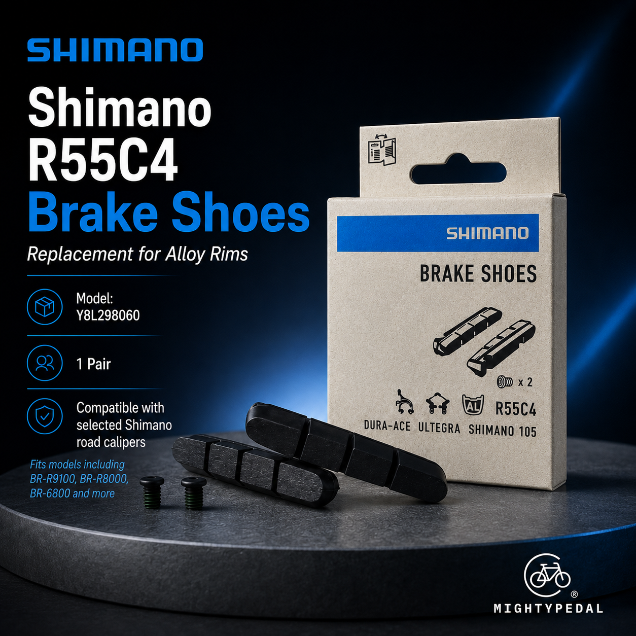 Shimano R55C4 Brake Shoes Set(Alloy Rim) , Pair , Y8L298060