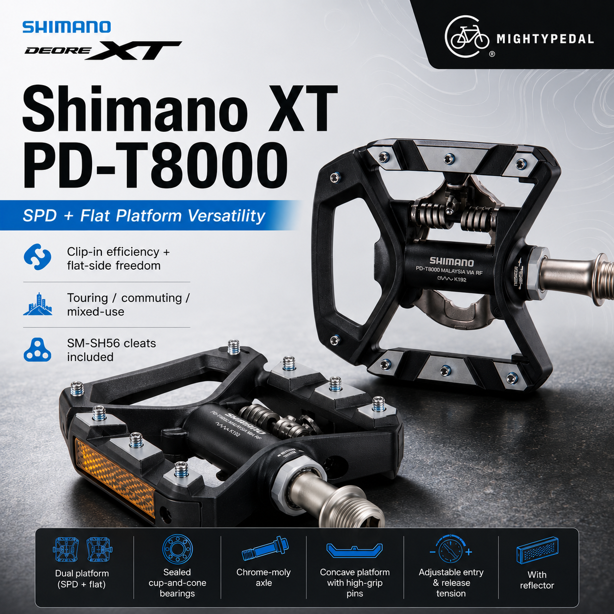 Shimano Clipless Pedal, PD-T8000, DEORE XT, SPD(SM-SH56)