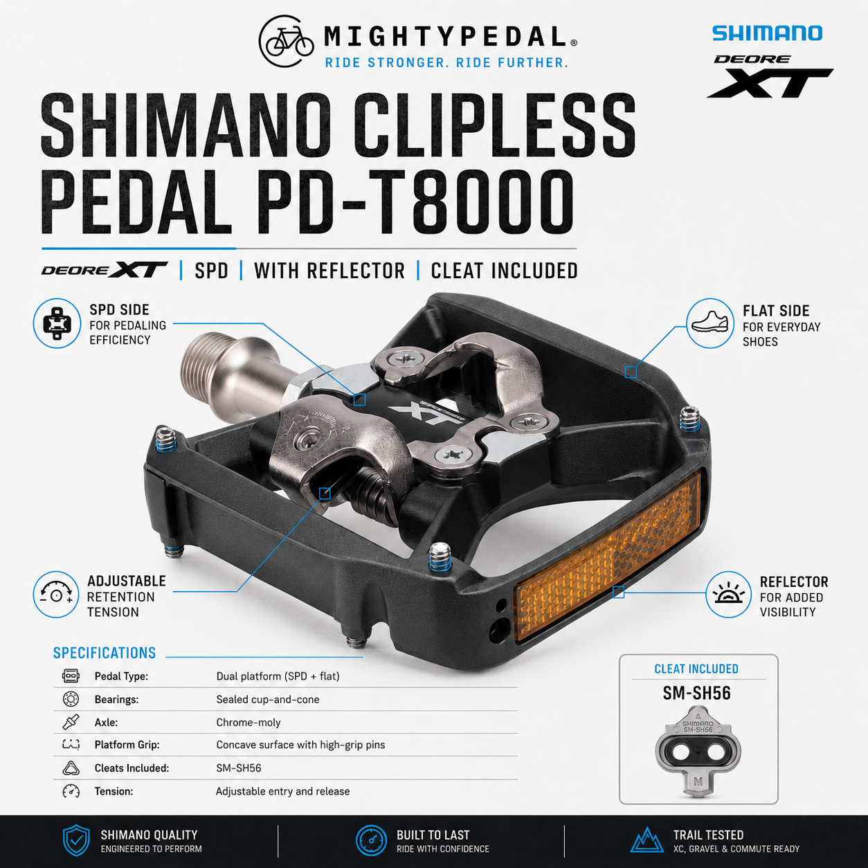 Shimano Clipless Pedal, PD-T8000, DEORE XT, SPD(SM-SH56)