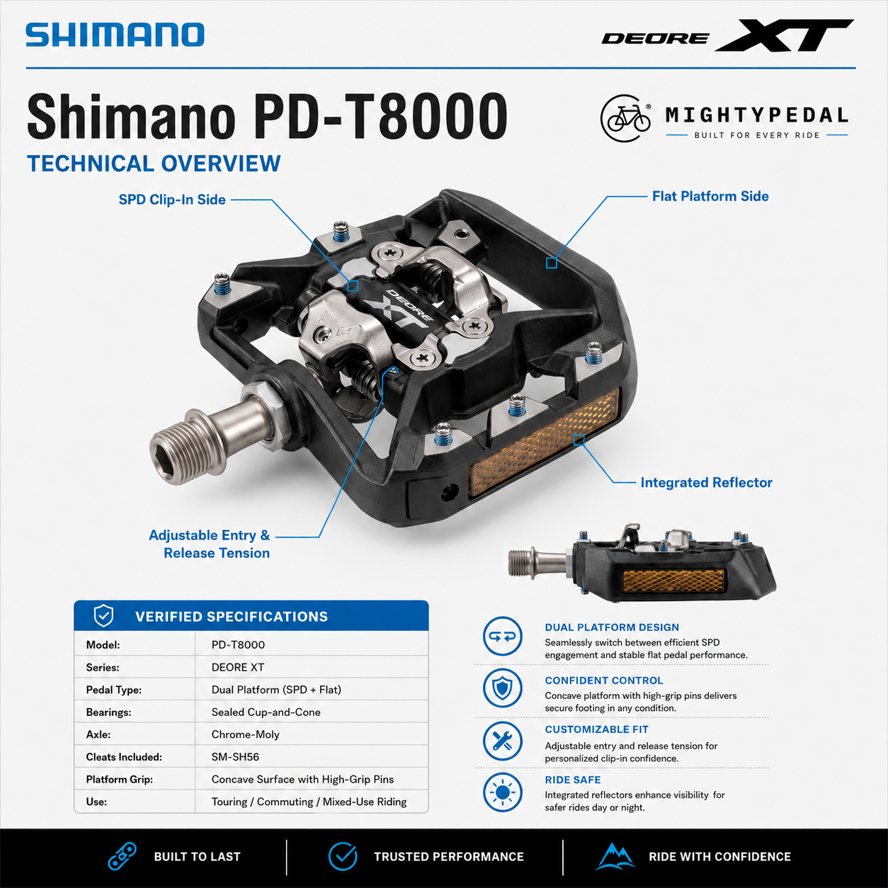 Shimano Clipless Pedal, PD-T8000, DEORE XT, SPD(SM-SH56)