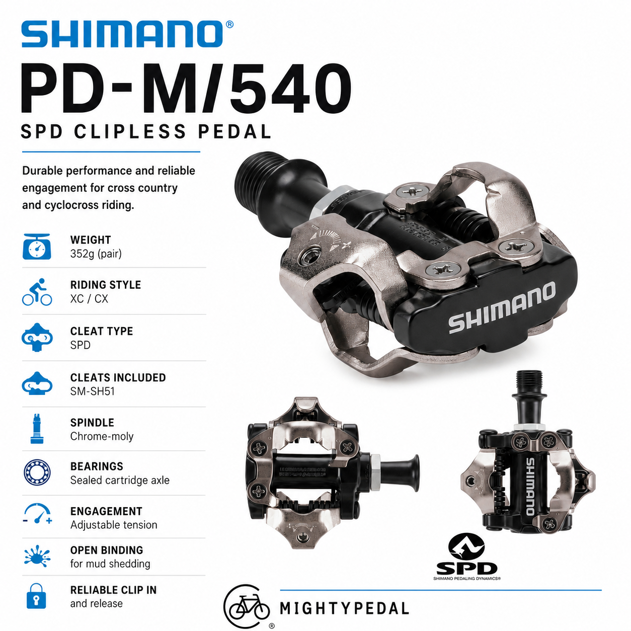 Shimano Clipless Pedal, PD-M540, SPD(SM-SH51)