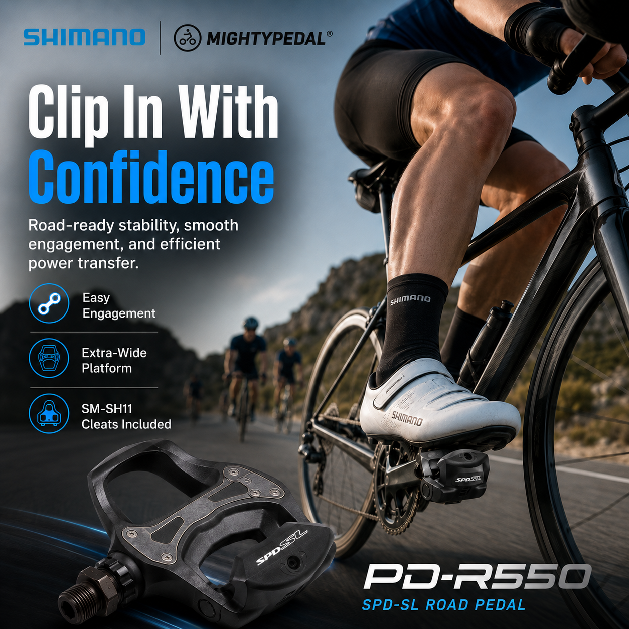 Shimano Clipless Pedal, PD-R550, SPD-SL, (SM-SH11)