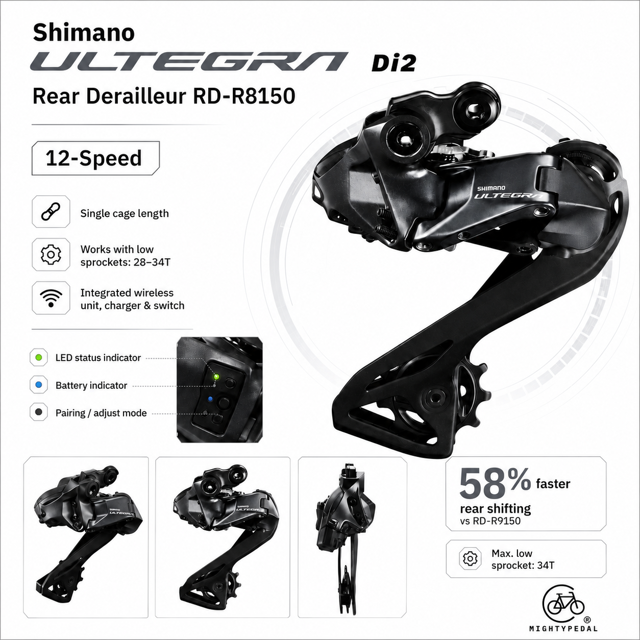 Shimano Ultegra Di2 Rear Derailleur RD-R8150, 12 Speed