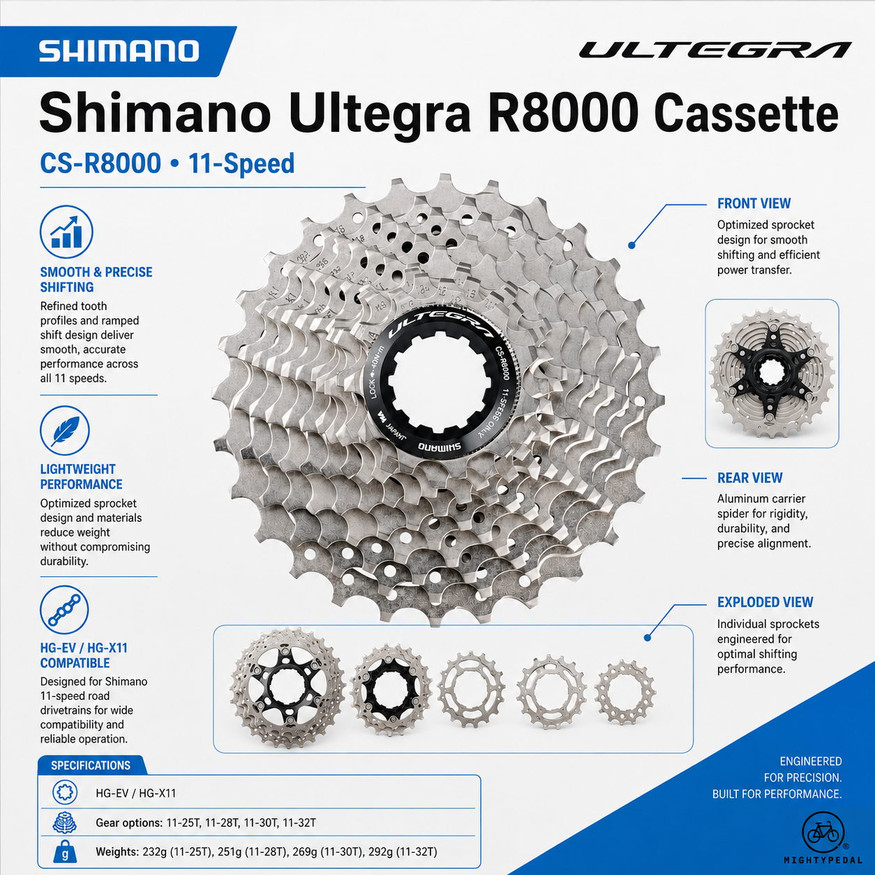 Shimano Ultegra R8000 Cassette, 11-Speed