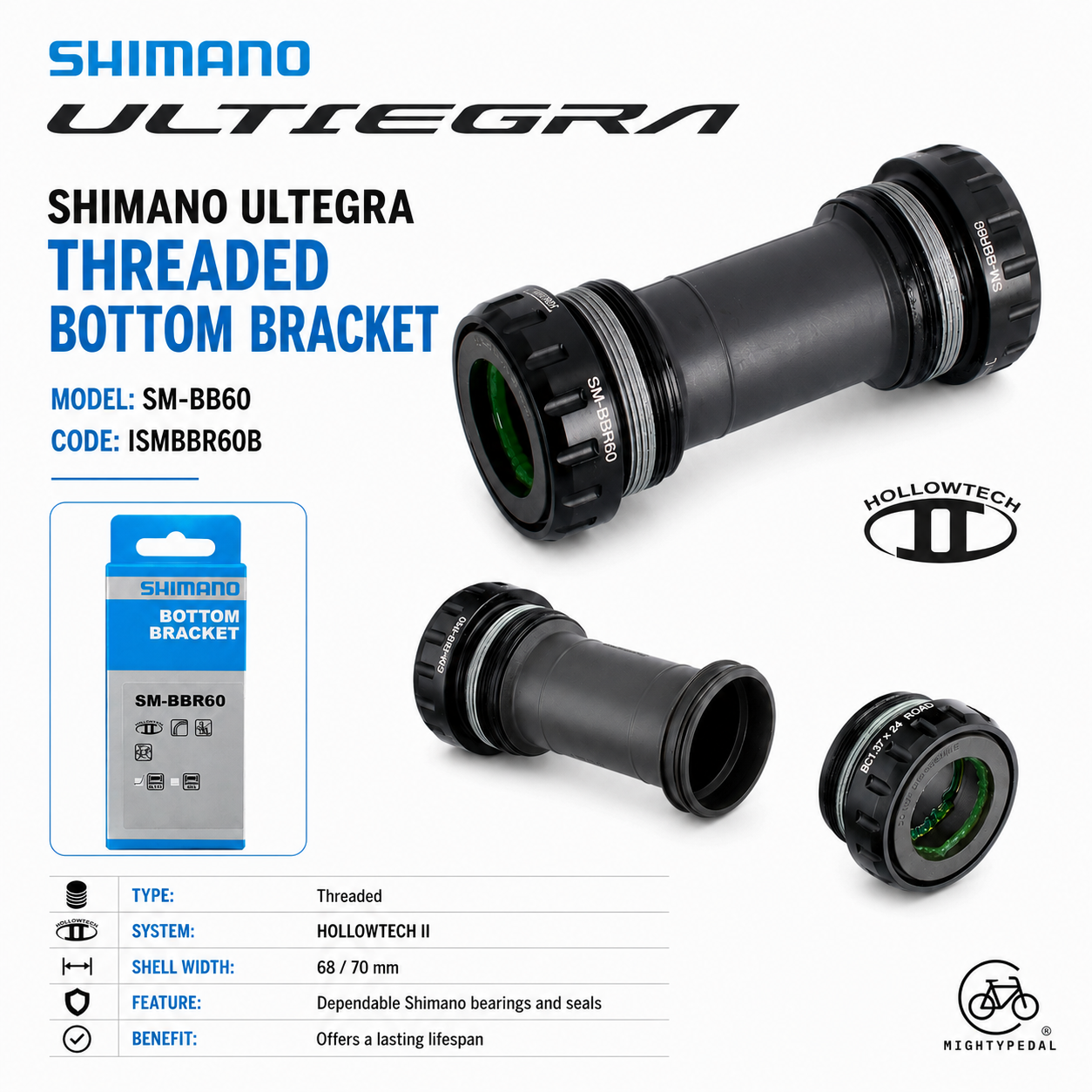 Shimano Ultegra Threaded Bottom Bracket 68/70mm SM-BB60 ISMBBR60B