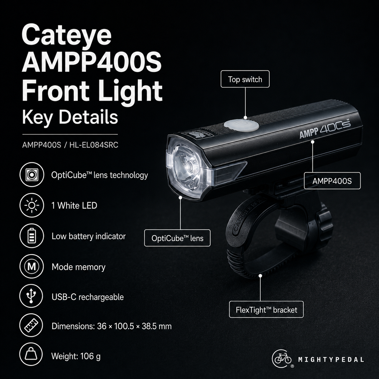 Cateye AMPP400S Front Light