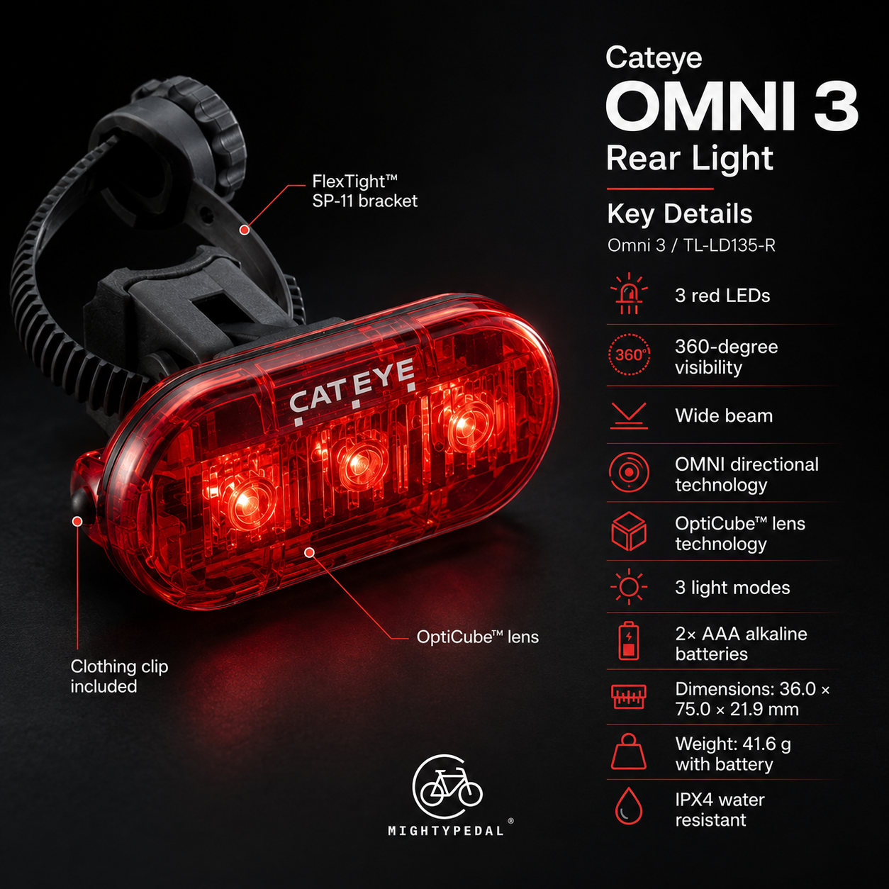 Cateye Omni 3 Rear Light