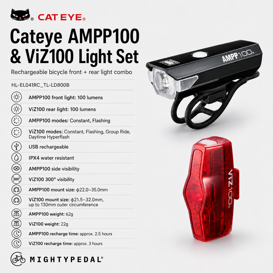 Cateye AMPP100 & ViZ100 Light Set