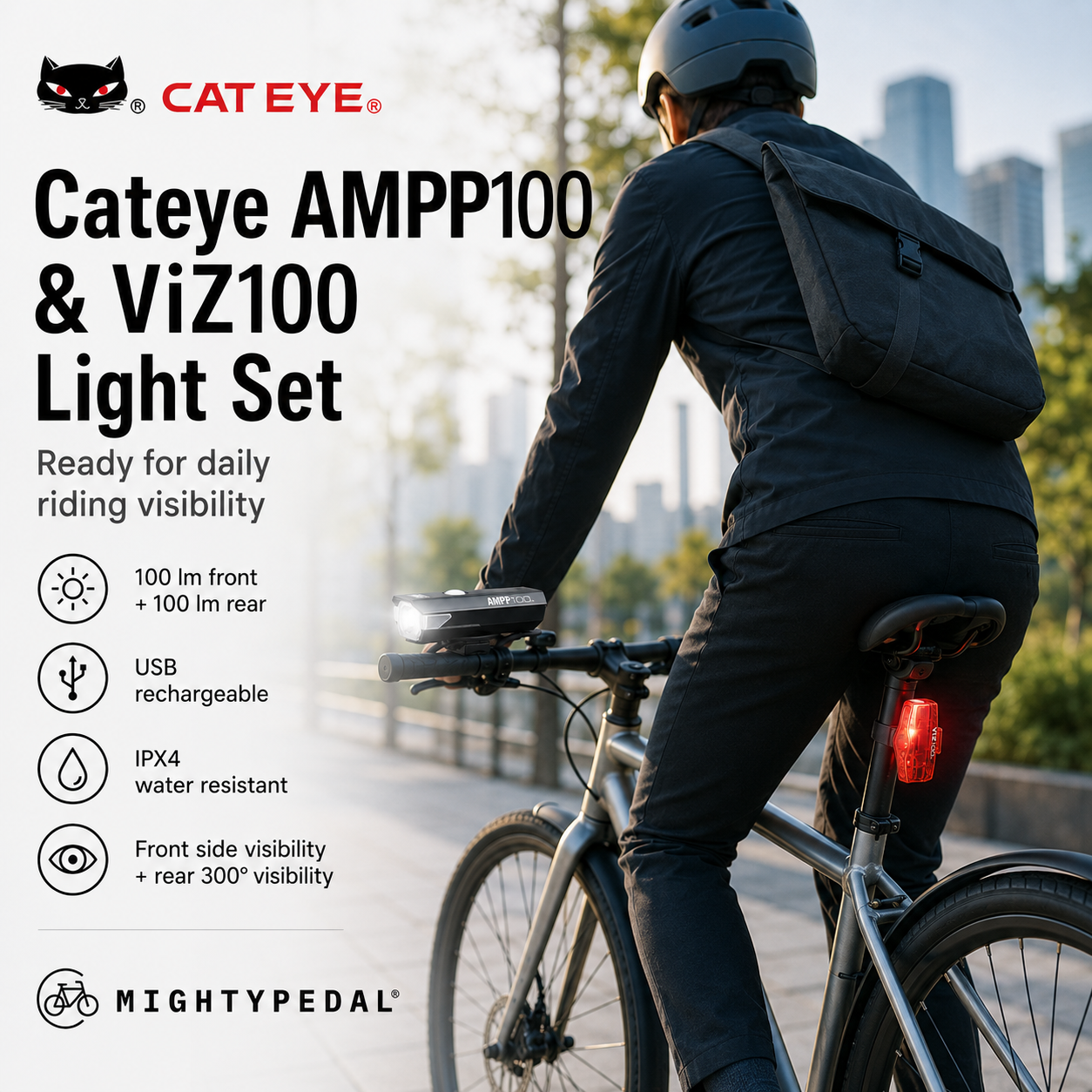 Cateye AMPP100 & ViZ100 Light Set
