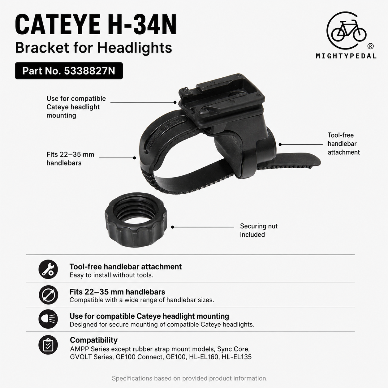 Cateye H-34N Headlight Bracket