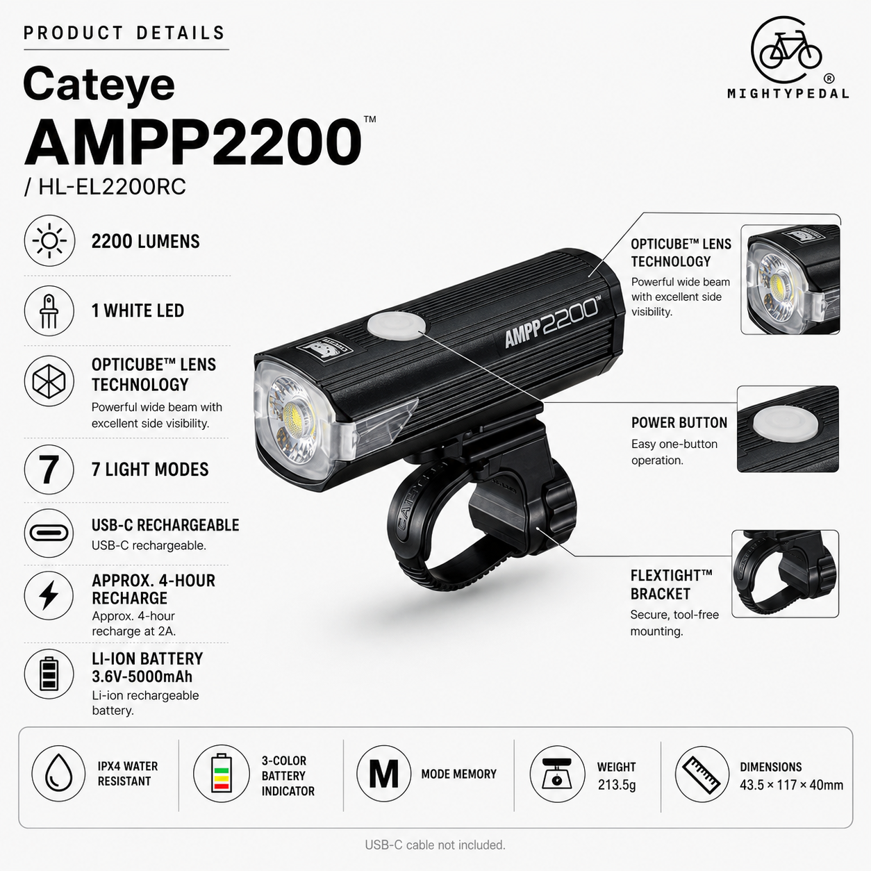 Cateye AMPP2200 Front Light