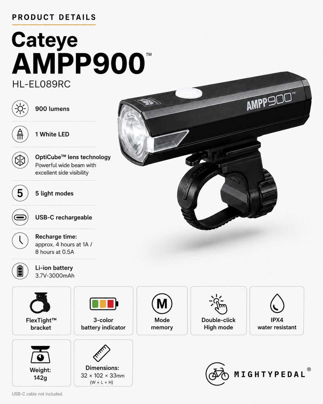 Cateye AMPP900 Front Light