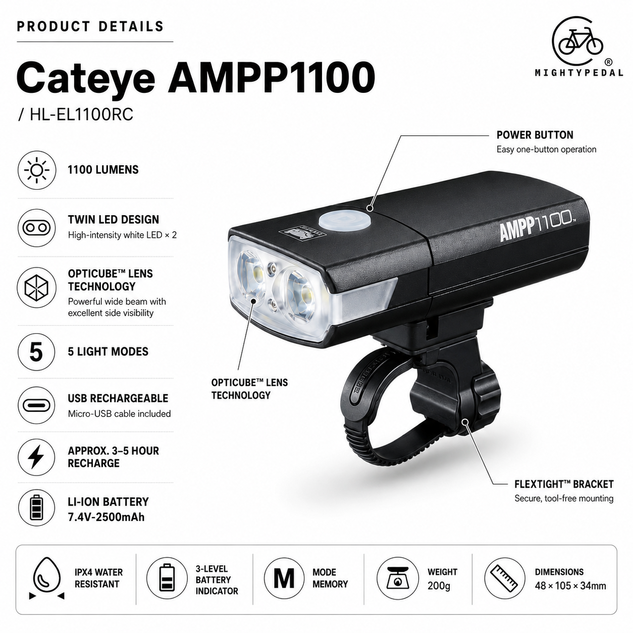 Cateye AMPP1100 Front Light