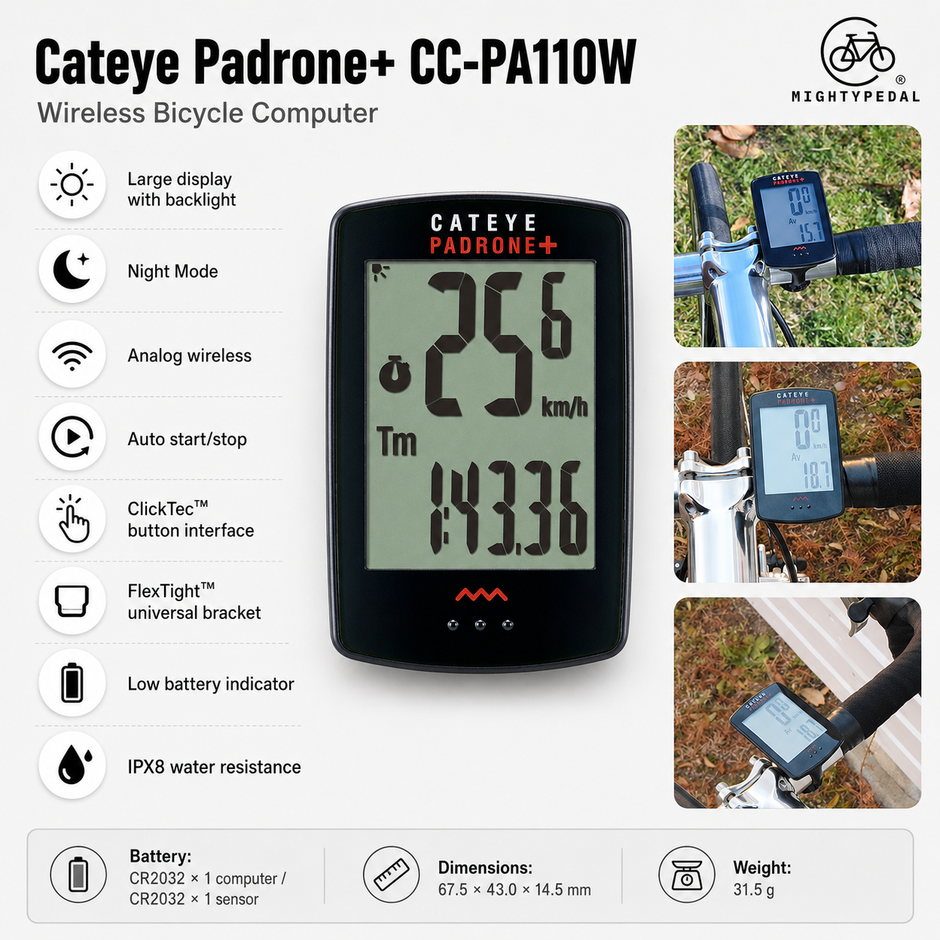 Cateye Padrone+ CC-PA110W Bicycle Computer