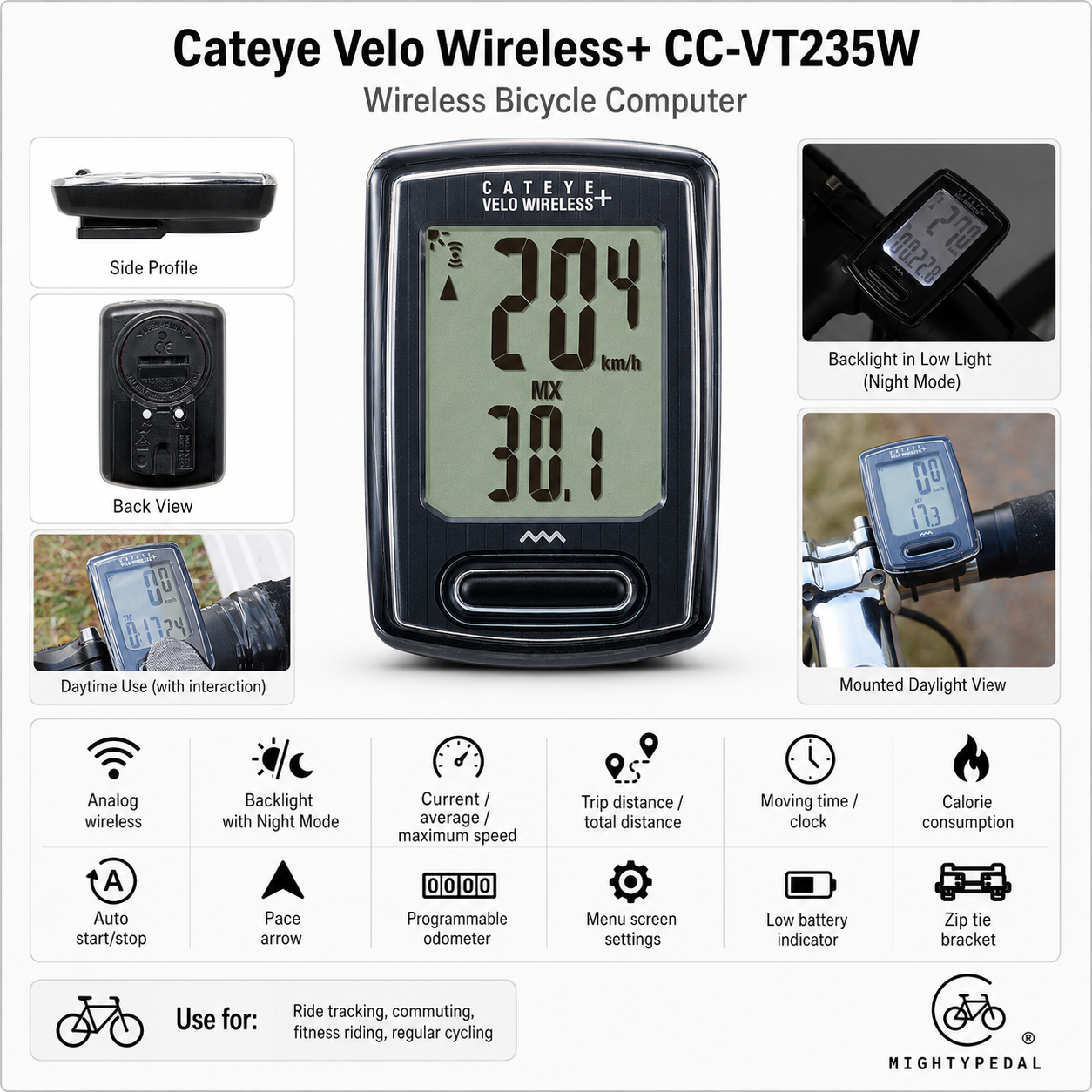 Cateye Velo Wireless+ CC-VT235W