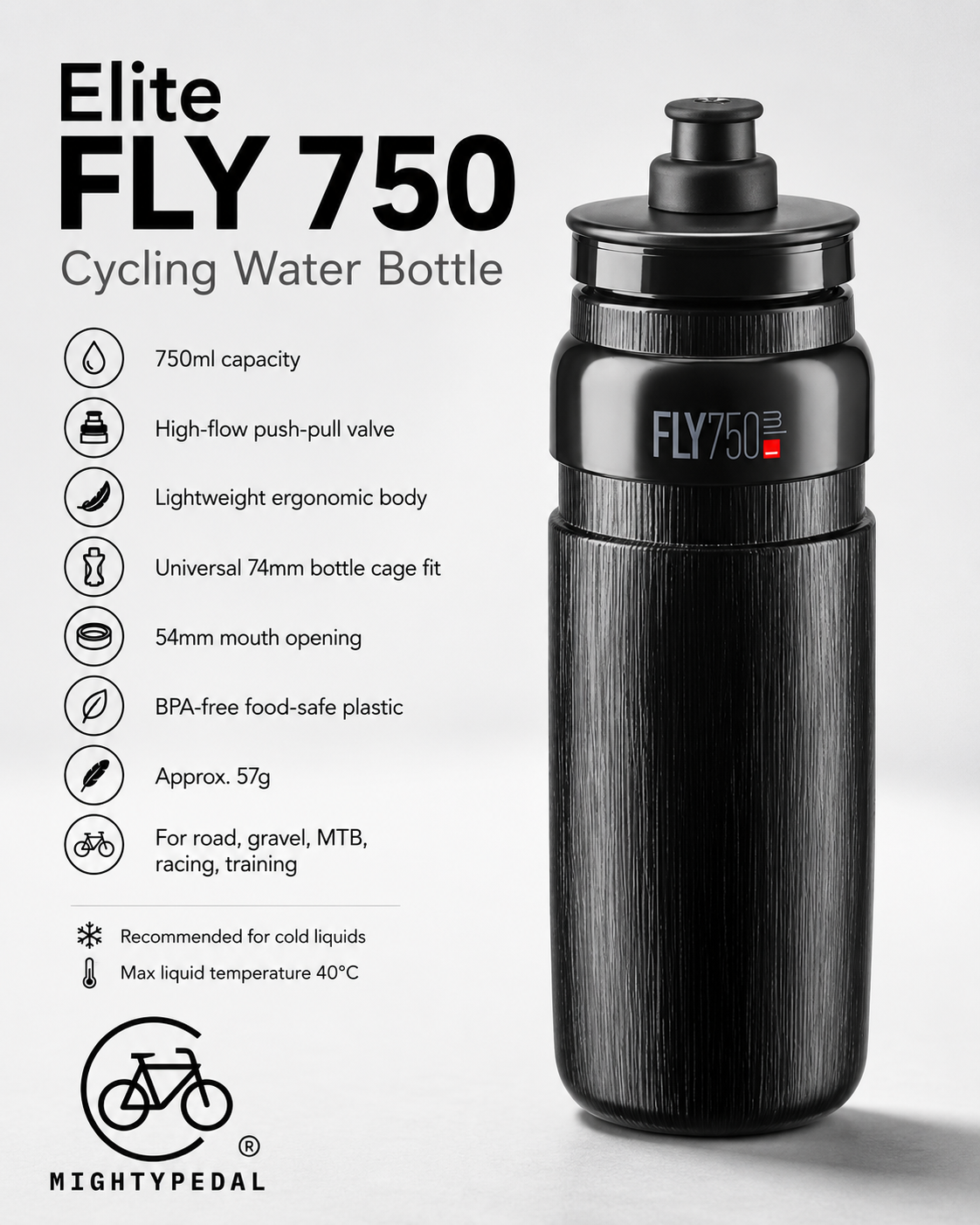 Elite FLY 750 Cycling Water Bottle