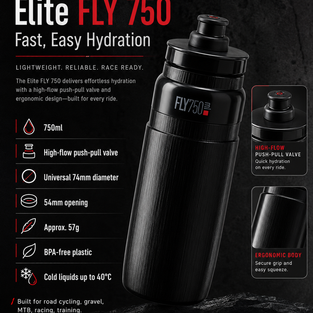 Elite FLY 750 Cycling Water Bottle