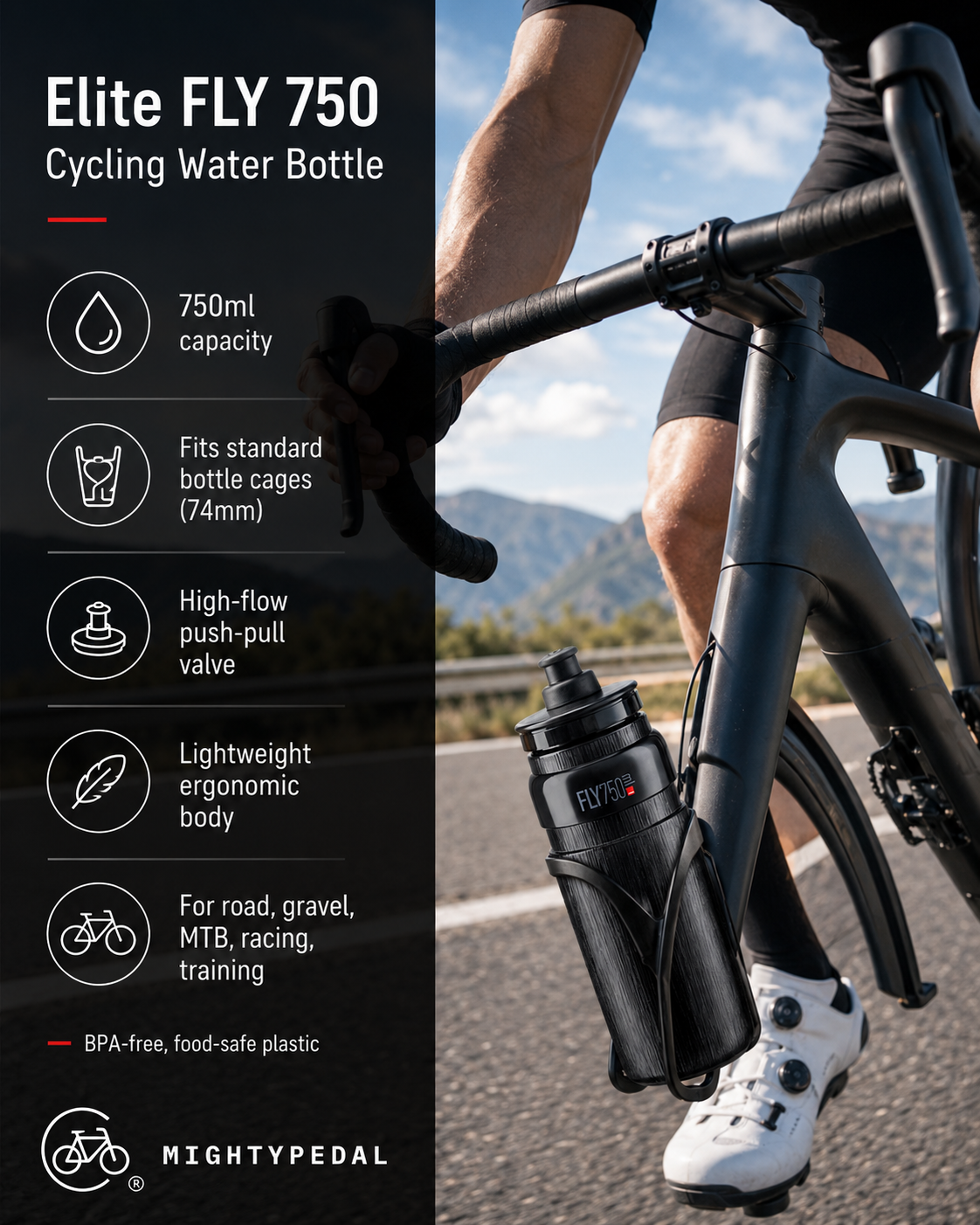Elite FLY 750 Cycling Water Bottle