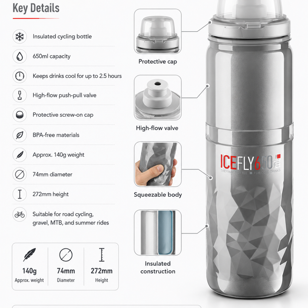 Elite ICEFLY 650 Insulated Cycling Bottle