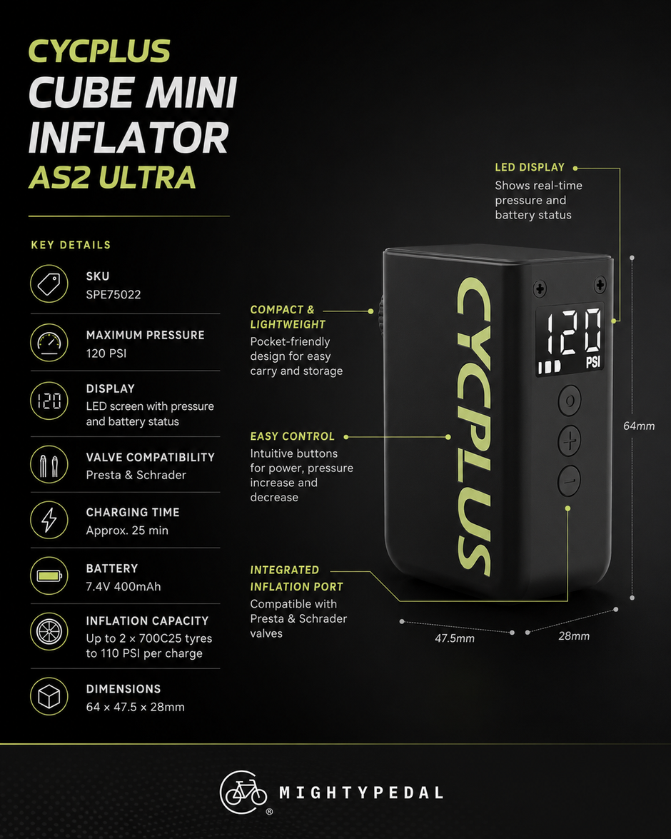 Cycplus CUBE Mini Inflator AS2 Ultra Electric Bike Pump