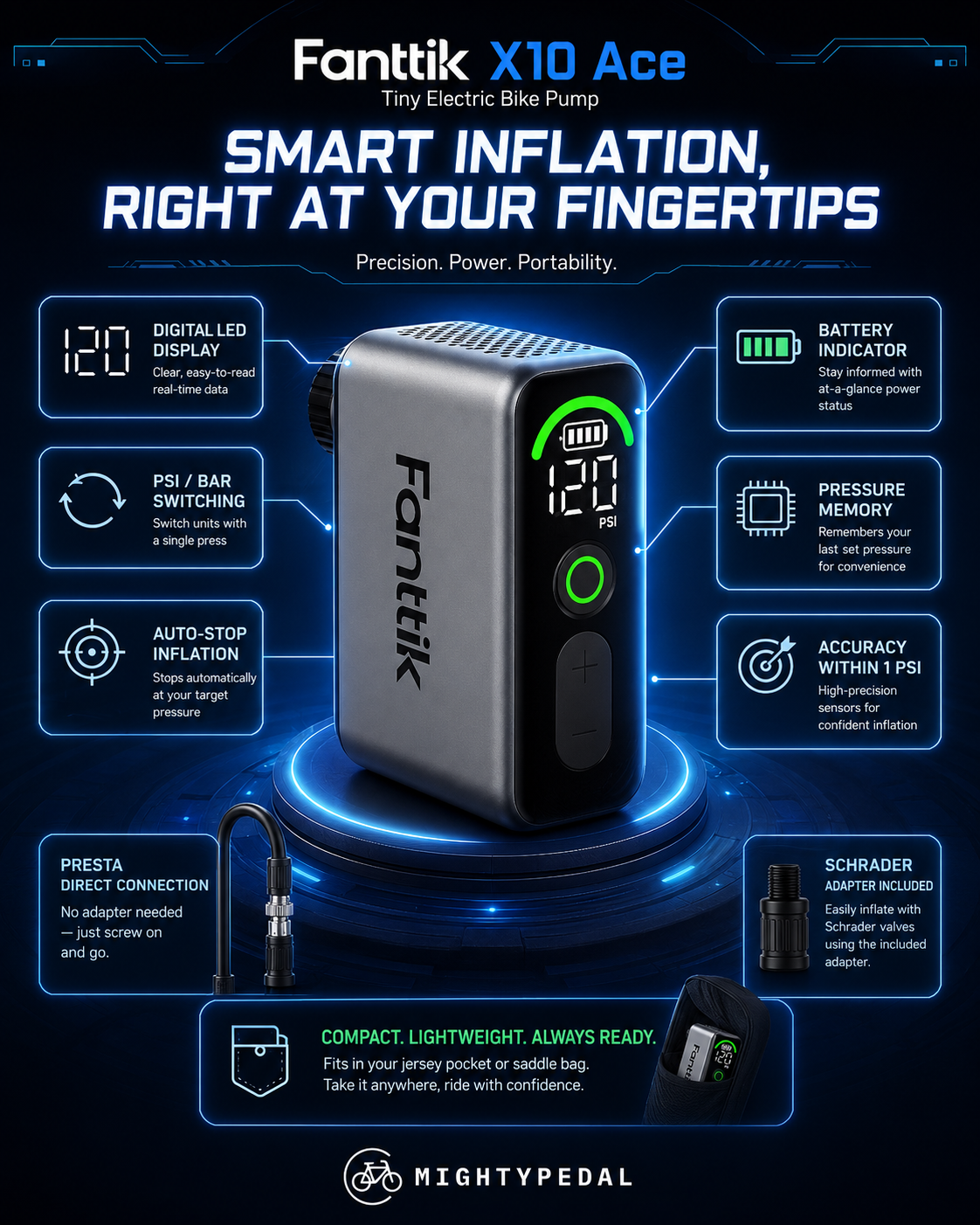 Fanttik X10 Ace Tiny Electric Bike Pump
