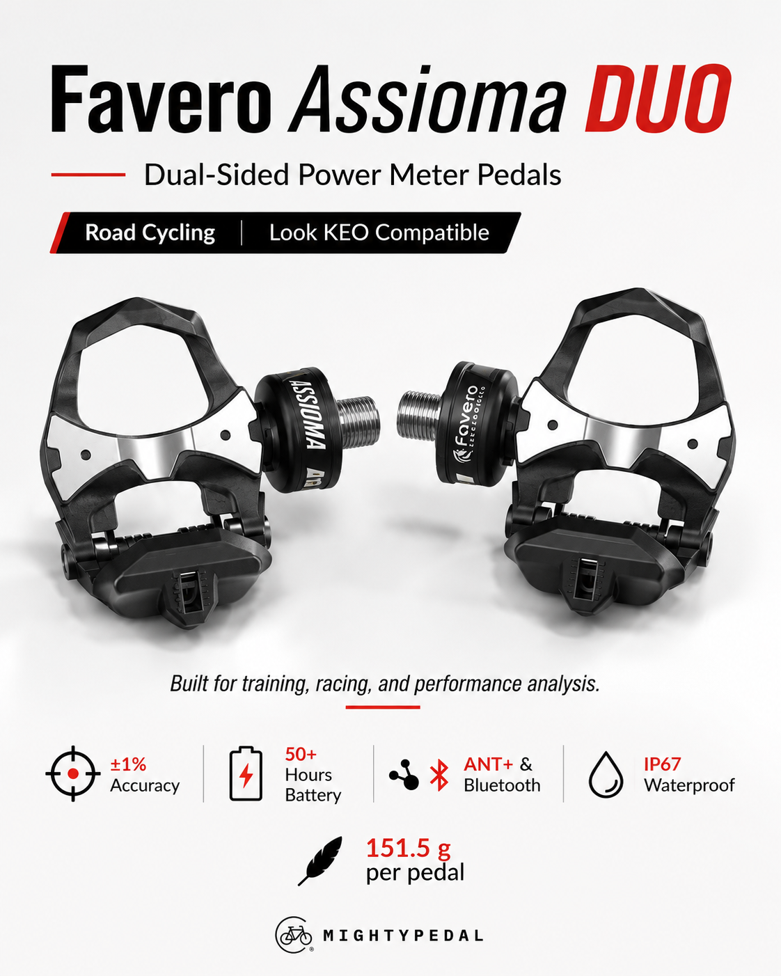 Favero Assioma DUO Look KEO Power Meter Pedals Pair