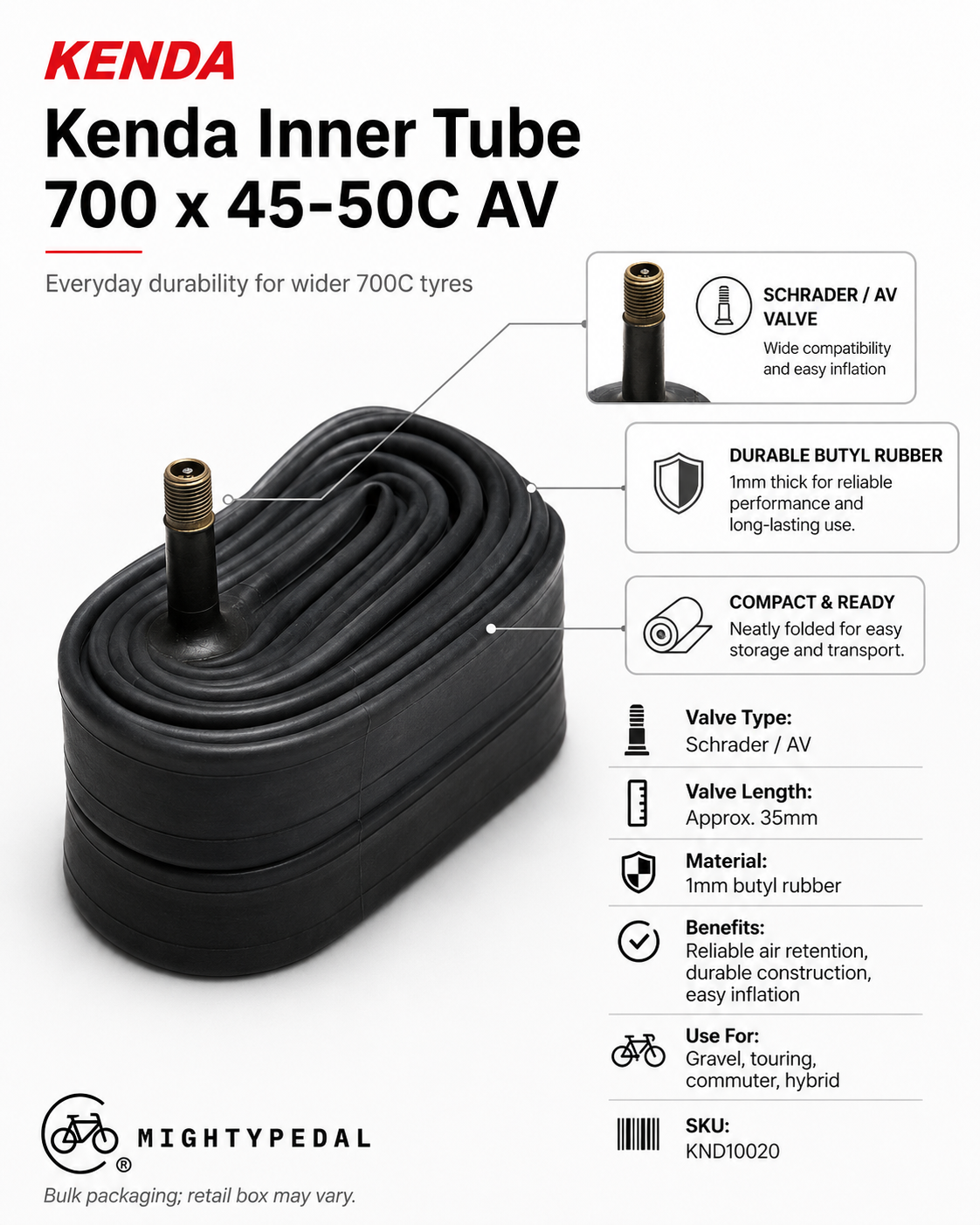 Kenda Inner Tube 700 x 45-50C AV