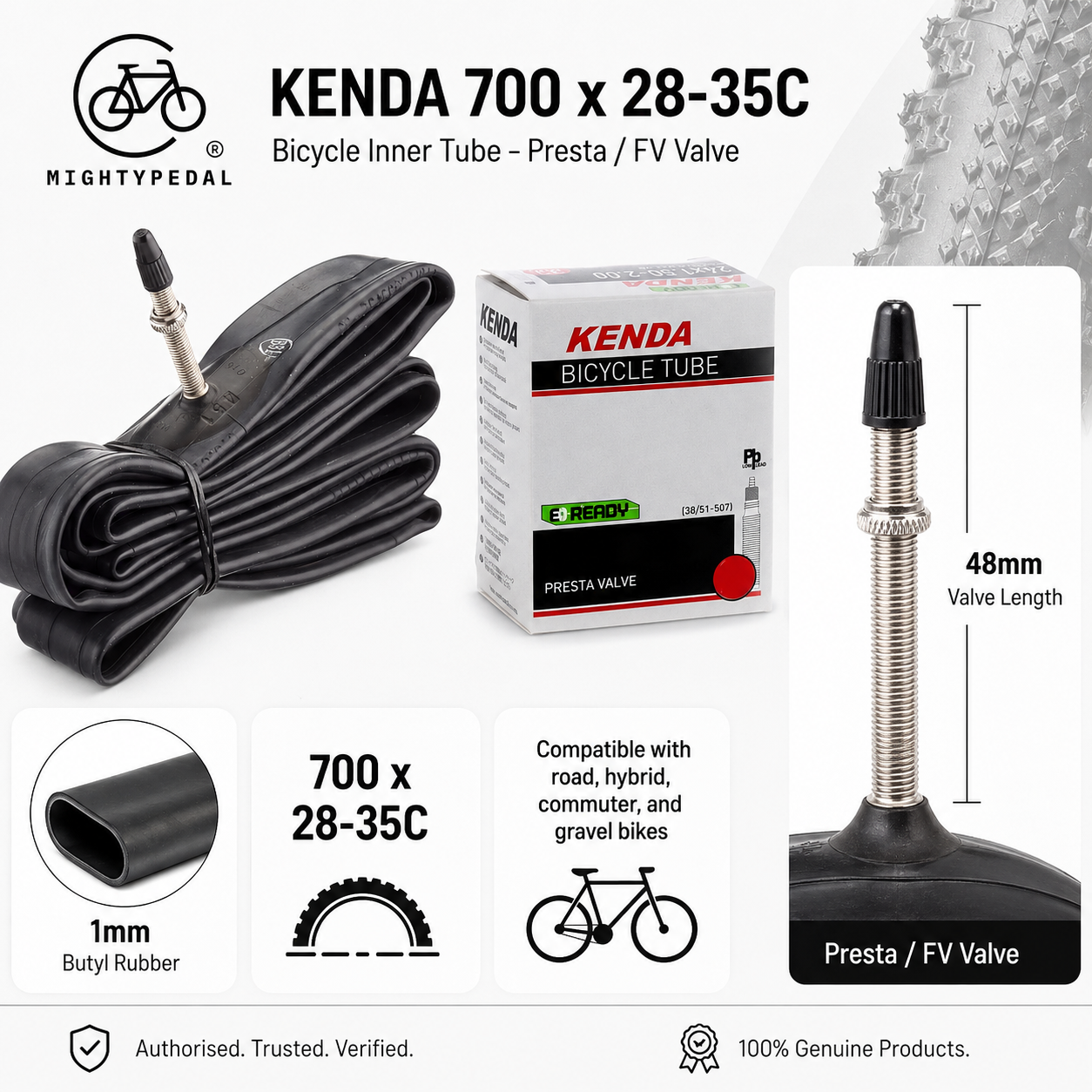 Kenda Inner Tube 700 x 28-35C FV 48mm