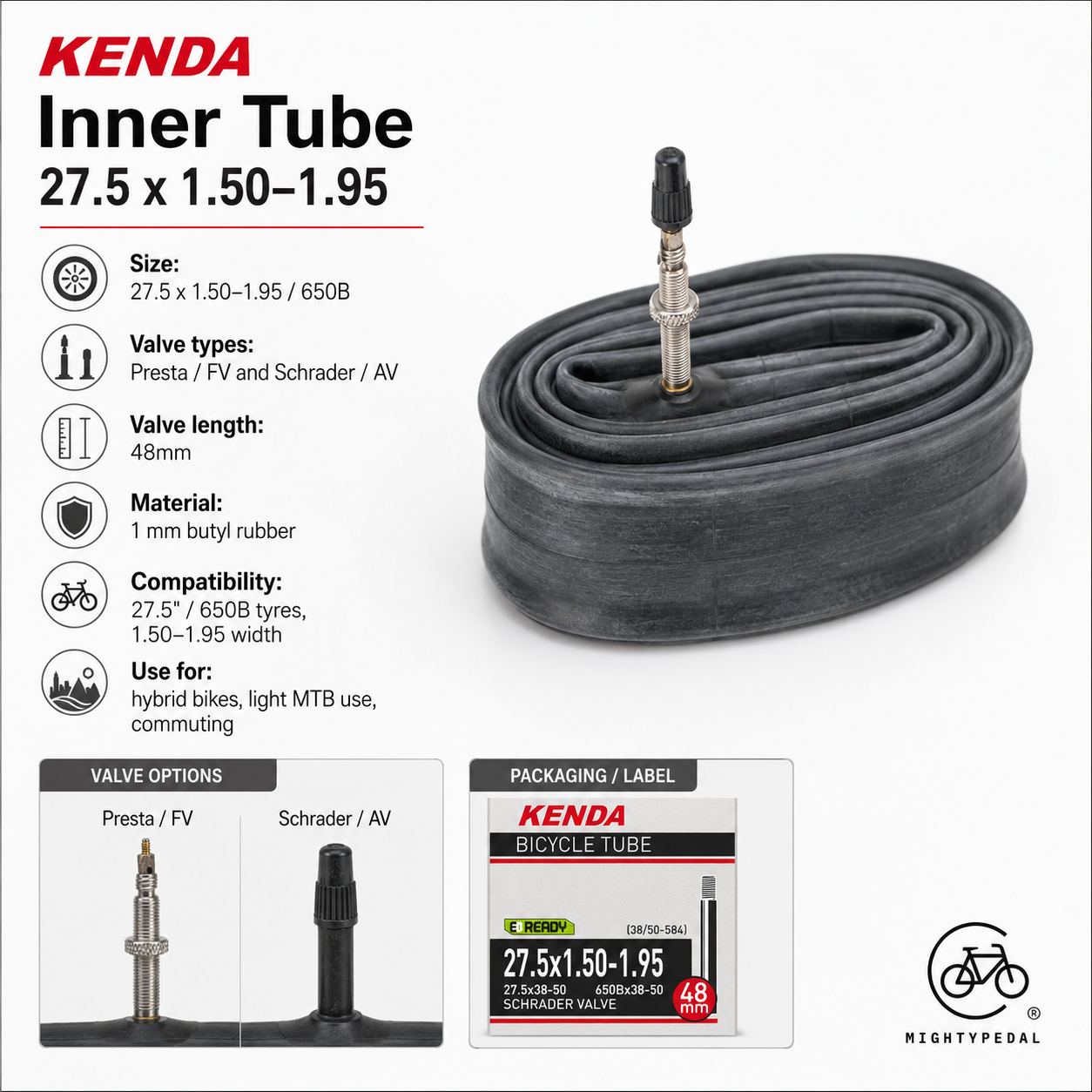 Kenda Inner Tube 27.5 x 1.50-1.95 48mm